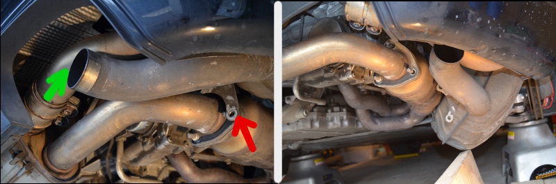 Disconnect the rear mufflers