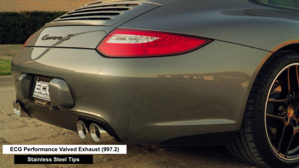 ECG Performance 997.2 Stainless Steel Fiber Exhaust Tips On Car